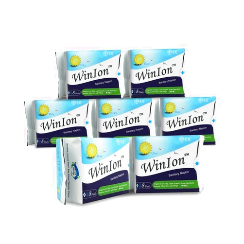 Winion 56x Winalite WinIon Day Use with Wings (Pack of 7) Anion Strip Super Absorbent Ultra Thin Pads for Women