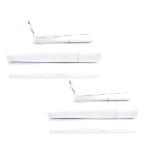 California Design Den 2-Pack Queen Bedsheet Sets - 400 Thread Count 100% Cotton Sateen - Extra Soft, Breathable & Cooling Sheets, Wrinkle Resistant, 2 Sets of Deep Pocket Bed Sheets - Bright White