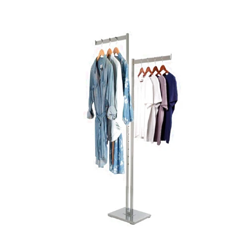 NYC Store Displays Durable Modern Design 2 Way Garment Rack – Heavy Duty Rectangular Tube Clothing Rack, Adjustable Display Fixture with Chrome Finish. Clothing and Garment Racks (Chrome)