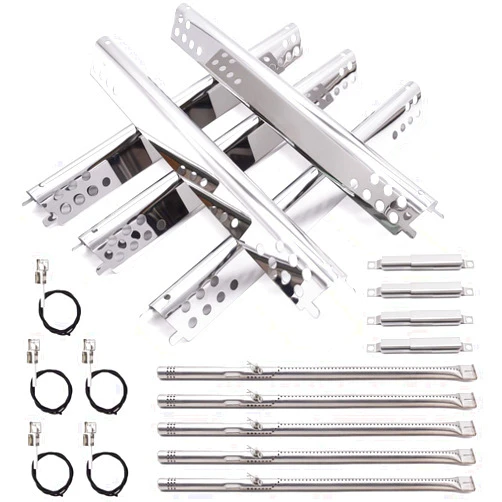 Criditpid Grill Replacement Parts for Charbroil Performance 5 Burner 463347519, 463275517, 4 Burner 463347017, 463377319, 463342119, Grill Burner, Heat Tent Plate Shield, Carryover Tube, Igniter Kit.