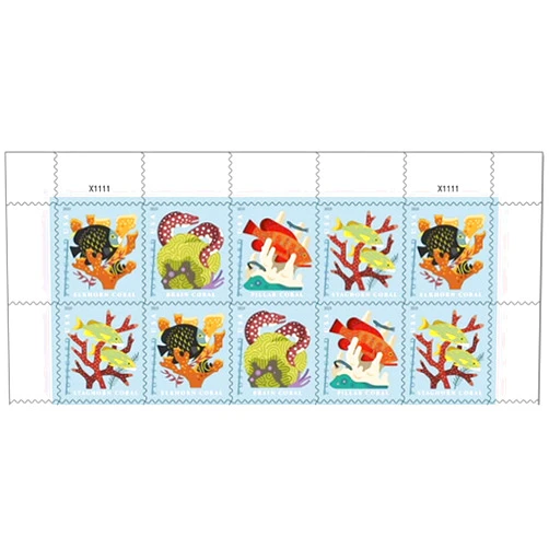 United States Postal Service Coral Reefs Postcard Rate (Sheet of 10) Mail-use Postage Forever Stamps 2019 Scott 5363-5366