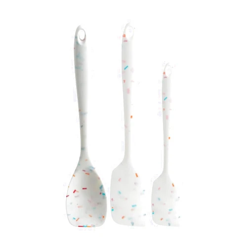 Trudeau Confetti Silicone Spatula Set of 3 - Ergonomic Non-Stick Kitchen Utensils (11