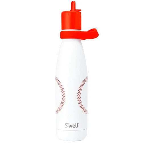 S'well Stainless Steel Water Bottle with Flip Straw Cap and Handle, 17oz, Home Run, Triple Layered Vacuum Insulated Containers Keeps Drinks Cold for 36 Hours and Hot for 10, Perfect for On the Go