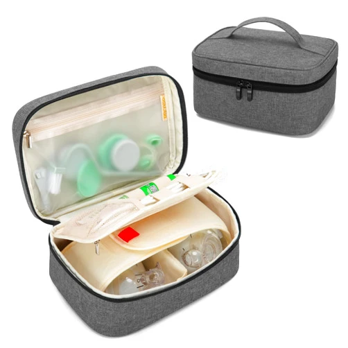 BAFASO Wearable Breast Pump Bag Compatible with Elvie and Momcozy Breast Pump, Case for Wearable Breast Pump and Extra Parts (Patent Pending), Gray