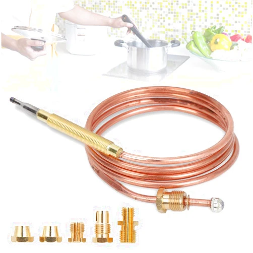 Watris Veiyi Universal Thermocouple, Gas Stove Replacement Kit Adaptors, 900mm/35.4in Length, M6X0.75 Head M8X1 End Nut, for Firepit Heater, BBQ Grill, Gas Water Heater