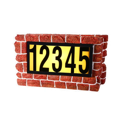 DoinMaster Solar Power Lighted House Numbers Address Sign - LED Illuminated Outdoor Resin Light Up House Number Sign Decor for Home Yard Street