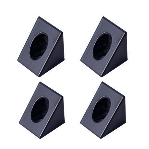 ANQUORA 4PCS Black Triangle Angle Corner Bracket, Angle Corner Bracket Connector for 2020 Series 6mm Slot Aluminum Extrusion Profile, 3D Printer Accessories (Only Corner Brackets, 4)
