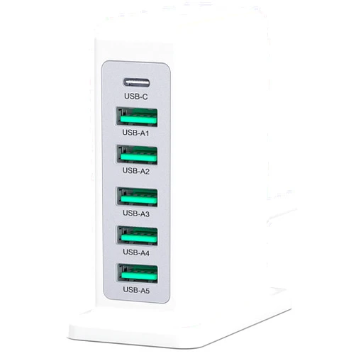 BOVICAS Charging Station for Multiple Devices, 45W 6 Port USB Charger Charging Block with 1 USB C 5 USB A Port, USB Power Strip Plug Charging Hub Multi Travel Chargers for iPhone iPad, Tablets, Smartphones