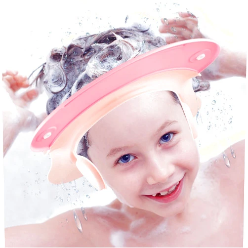 Geyoga Baby Shower Cap Baby Hair Washing Bath Cap Safe Silicone Protection Bath Cap Soft Adjustable Visor Hat for Protector Head Eye Ear Shampoo Caps for Toddler Baby Kids Children (Pink)