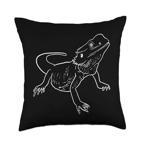 Cute Bearded Dragon Line Lover Gift Owner Love Throw Pillow, 18x18, Multicolor