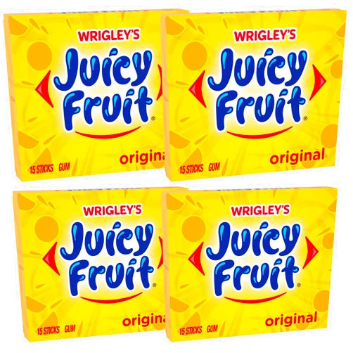 The Hampton Candy Company Wrigley Juicy Fruit Chewing Gum, 15 Stick (Pack of 4), 60 Gum Pieces