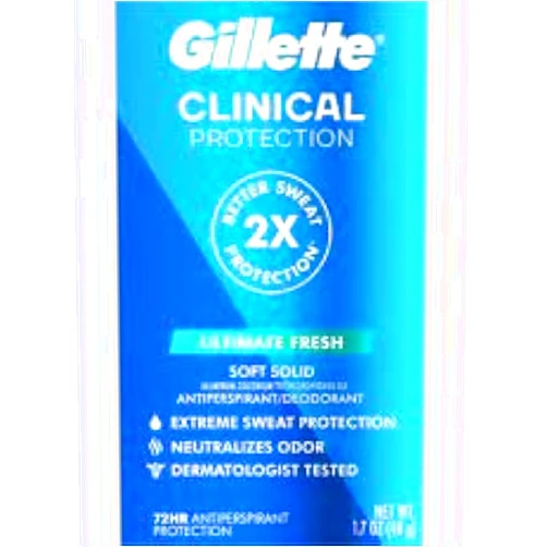 Gillette Clinical Anti-Perspirant Deodorant, Ultimate Fresh Advanced Solid 1.70 oz (Pack of 6)