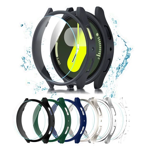 Cuteey 6+6 Pack for Samsung Galaxy Watch 7 Screen Protector Case 40mm, Hard PC Bumper Cover with Anti-Fog Tempered Glass Protective Film for Galaxy Watch 7 Accessories Neutral 40mm