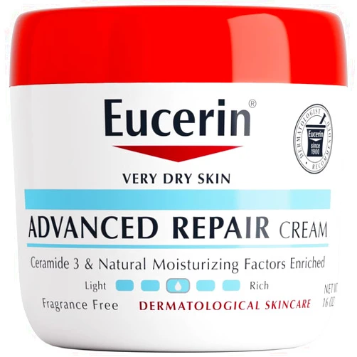 Eucerin Advanced Repair Body Cream for Very Dry Skin, Fragrance Free Daily Body Moisturizer, 16 Oz Jar