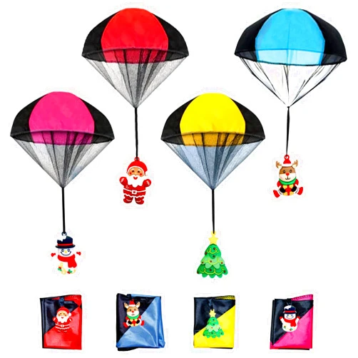 Myjoyice Parachute Toys, 4Pcs Christmas Parachute Toys for Kids Girls Boys Stocking Stuffers, Hand Throw Flying Toys for Christmas Party Favors Xmas Gifts Goody Bag Filler