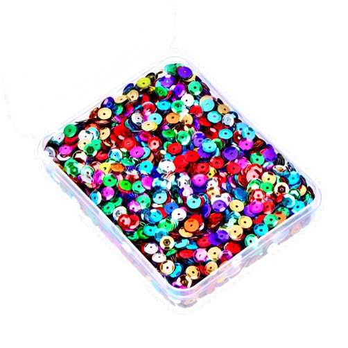Whaline 20,000 Pcs Bulk Loose Sequins Round Cup Sequins Iridescent Spangles Flat Beads with Storage Box for Crafts, Sewing, Slime, Wedding, Christmas DIY Arts Crafts, 80 Grams, 6 mm