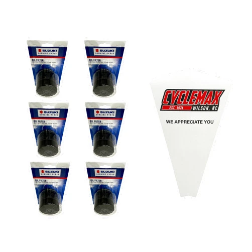CYCLEMAX Six Pack for Suzuki Oil Filter 16510-07J00 Contains Six Filters and a Funnel