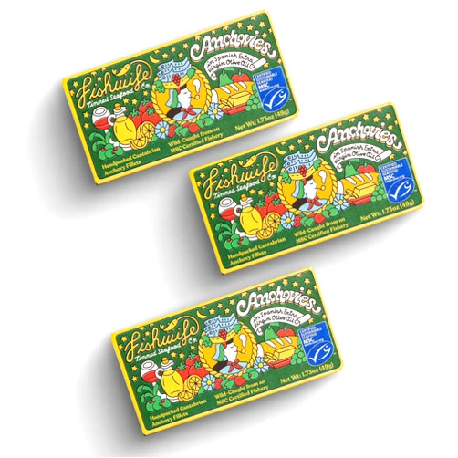Fishwife Cantabrian Anchovies 3-Pack (1.73 Ounce) - Wild-Caught & Hand-Packed with Spanish Extra Virgin Olive Oil - MSC-Certified Sustainable Seafood, High Protein, Gluten Free, Paleo Friendly
