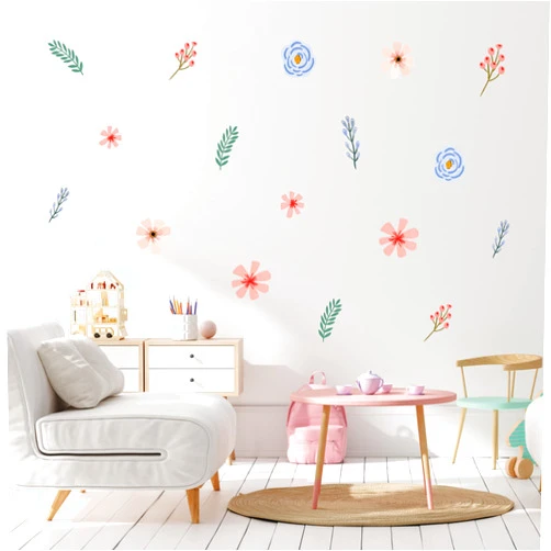 WALL PALZ Decalcomania Evening Flowers Wall Decor by Mia Charro - Set of 26 Danish Pastel Room Decor Flower Wall Decals Removable Peel and Stick Wall Stickers - Floral Aesthetic Room Decor