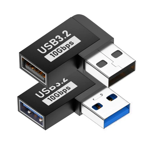 Rgzhihuifz 2 Pack USB 3.0 Adapter 90 Degree Male to Female Combo Vertical Up and Down Angle Coupler Connector，USB 3.0 Male to Female 90 Degree Right Angle Extension Adapter