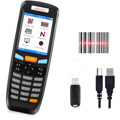 JRHC 2D Wireless Barcode Scanner,JRHC Portable Inventory Scanner & Data Collector 2.4G Bar Code Reader Long Transmission Distance with 2.8 Inch LCD Screen for Warehouse,Library,Pharmacy,Supermarket,Store