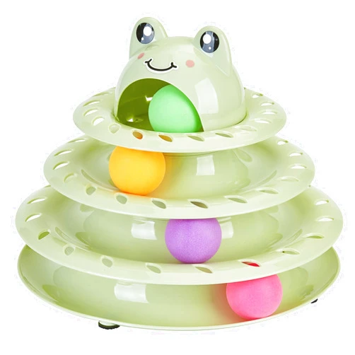 Gefryco Cat Toys 4-Tier Roller Track, Turntable Cat Tower Toy with Colorful Chase Balls, Multi-Level Interactive Cat Toys for Bored Indoor Adult Cats, Fun Puzzle Kitten Exercise Toys Self Play(Green)