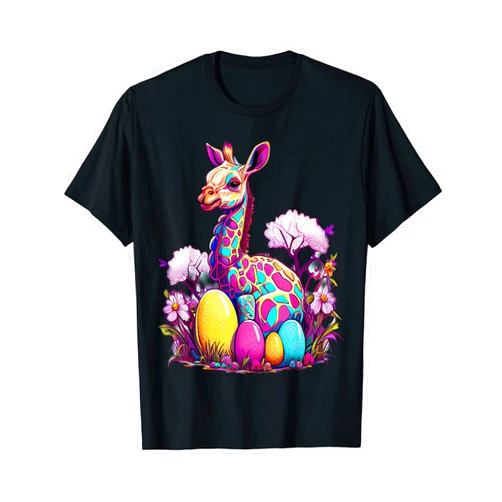 The Beautiful Easter Animal Art Shop Egg-citing Easter tops with delightful Giraffe animal Art T-Shirt