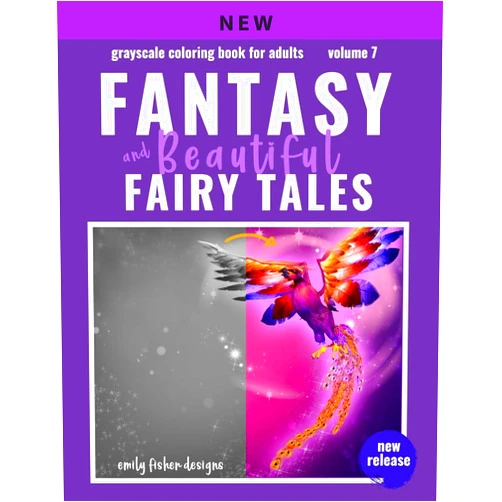 By Emily Fisher Designs (Author) Fantasy & Beautiful Fairy Tale Grayscale Coloring Book: Grayscale Coloring Book For Adults Fantasy & Beautiful Fairy Tales For Relaxation With Color ... & Fairy Tale Grayscale Coloring Book)