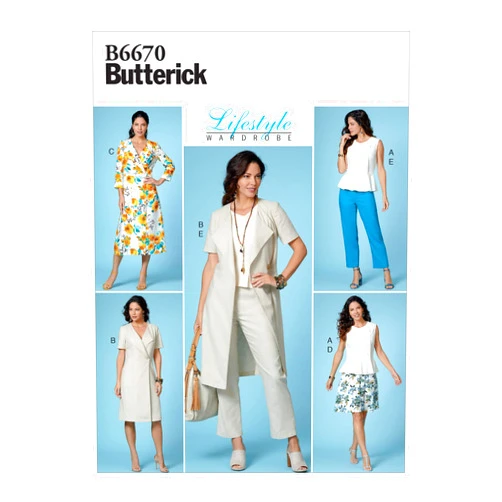 Butterick B6670E5 Easy to Sew Women's Top, Dress, Pants, and Skirt Sewing Patterns Sizes 14-22