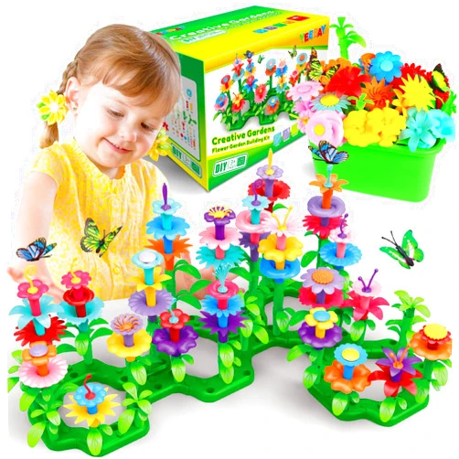 YEEBAY Flower Garden Building Toys for Girls Age 3, 4, 5, 6, 7 Year Old - STEM Gardening Toys for Kids - Stacking Game for Toddlers Play Set - Educational Activity for Preschool (148 PCS)
