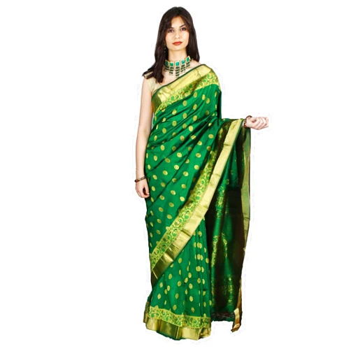 Exotic India Formal-Garden Uppada Silk Saree With Zari Butta And Rich Pallu Design