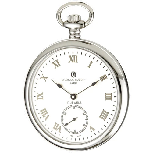 CHARLES-HUBERT PARIS Charles-Hubert, Paris 3912-W Premium Collection Stainless Steel Pocket Watch