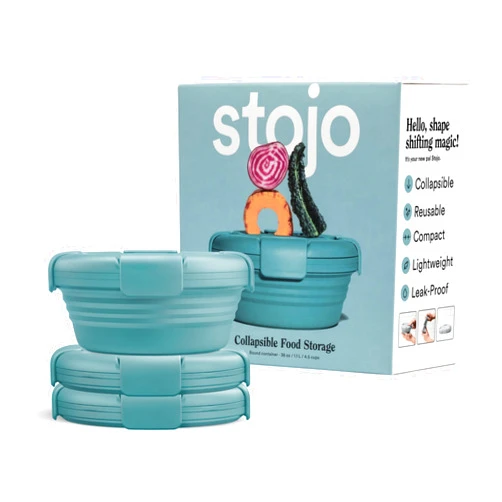STOJO Collapsible Bowl 3 Set - Eucalyptus Green, 36oz - Reusable Silicone Bowl for Hot and Cold Food - Perfect for Travel, Meal Prep, To-Go Lunch, Camping & Hiking - Microwave & Dishwasher Safe