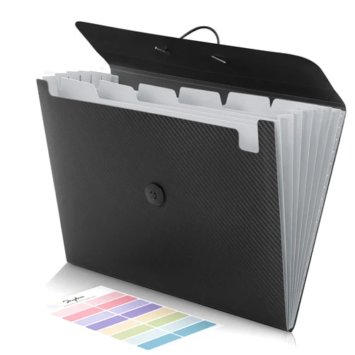 SKYDUE Expanding File Folder with 7 Pockets, Accordion File Organizer,Portable Receipt Paper Documents Organizer,Letter Size Filing Folder School Office Supplies,Black