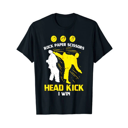 BoredKoalas Karate Shirts Martial Arts Gifts Rock Paper Scissors Headkick Win Funny Taekwondo Karate Gift T-Shirt