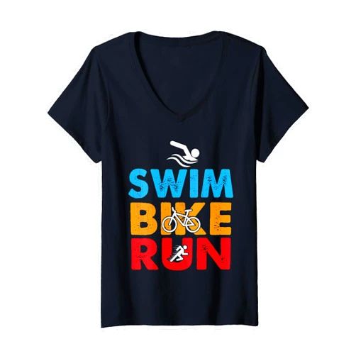 PeeKay Apparel - Sports Womens Swim Bike Run Triathlon Sports V-Neck T-Shirt