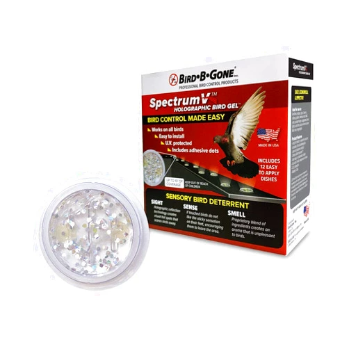 BIRD·B·GONE Bird B Gone - SpectrumV Holographic Bird Gel - Bird Repellent Gel - Repels Birds - Protect Edges, Ledges, Rooftops, Etc - UV Protected & Humane - Easy to Install Dishes - 12 Pack