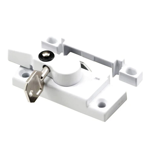Prime-Line F 2624 Keyed Child-Proof Sash Lock, 2-3/16 In. Hole Centers, Diecast Zinc, Painted White, (Single Pack)