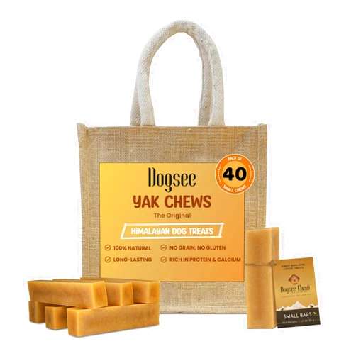 Dogsee Original Himalayan Yak Cheese Dog Chews (Small - 40 Chews) | Yak Chews for Small Dogs | Bulk Pack | Dog Chews Rawhide Free | Easily Digestible Dog Treats