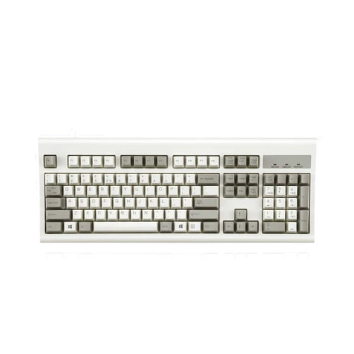 Perixx PERIBOARD-106M, Wired Performance Full-Size USB Keyboard, Curved Ergonomic Keys, Classic Retro Gray/White Color, US English Layout