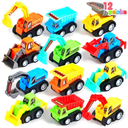 JOYIN 12-Piece Mini Construction Car Set, Plastic, Unisex, Non-Riding Toy Vehicle, Perfect for Imaginative Play and Parties