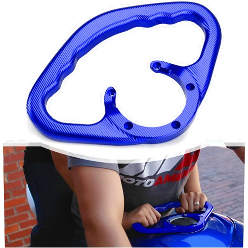 GZDLMoto Motorcycle Passenger Grab Bar, for Yamaha YZF R1 R3 R6 R25 / MT 03 07 09 Tracer / FZ1 FZ6 FZ8 XJ6, Fuel Tank Armrest Front Passenger Hand Grip, CNC Process Aluminium (Blue)