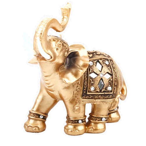 Weohoviy Elephant Statue Decor large elephant statue, Golden Elephant Statue Lucky Feng Shui Elephant, Elephant Ornament Collectible Wealth Home Decor, Elephant Statue Trunk Up