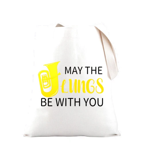 PLITI Tuba Lover Gift Tuba Player Gift Brass Instrument Gifts May The Lungs Be With You Tuba Tote Bag For Musician