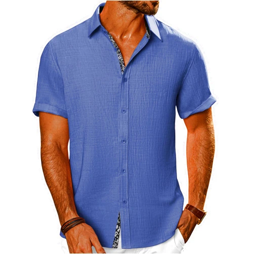 PJ PAUL JONES Men's Casual Short Sleeve Button Down Shirt Summer Beach Wedding Shirt