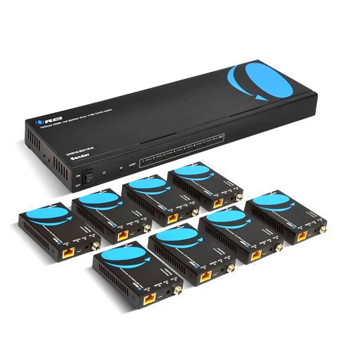 OREI 1x8 HDMI Extender Splitter 4K, Multiple Over Single Cable CAT6/7 4K@60Hz 4:4:4 HDCP 2.2 with IR Remote EDID Management - Up to 115 Ft - Loop Out - Low Latency - Full Support