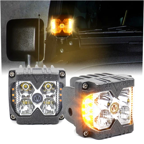 SEUYA Side Shooter LED Lights, LED Strobe Light Pods with Amber Solid Emergency Lights Dual Side Off Road Spot Flood Driving Light for Truck ATV SUV UTV 4x4 Boat
