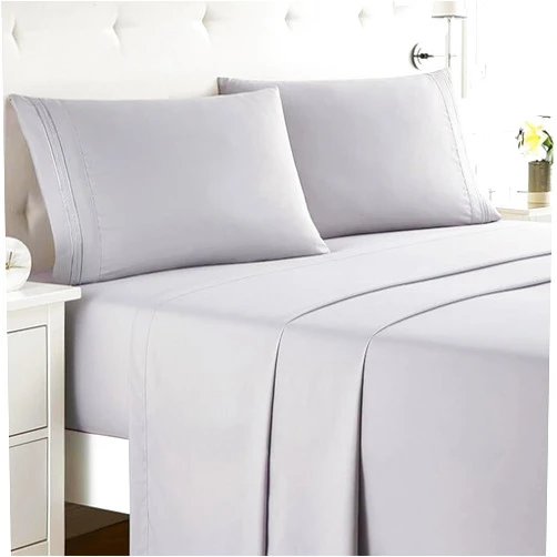 Bellolin 100% Cotton King Size Bed Sheets Set with Deep Pocket, 300 Thread Count Extra Soft Bed Sheets, Cooling Sheets with 2 Pillow Covers - 4 Piece Set (Light Grey)
