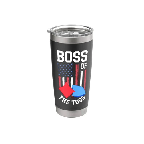 American Cornhole Co Boss Of The Toss Funny Cornhole Gifts For Men Bean Bag Toss Stainless Steel Insulated Tumbler