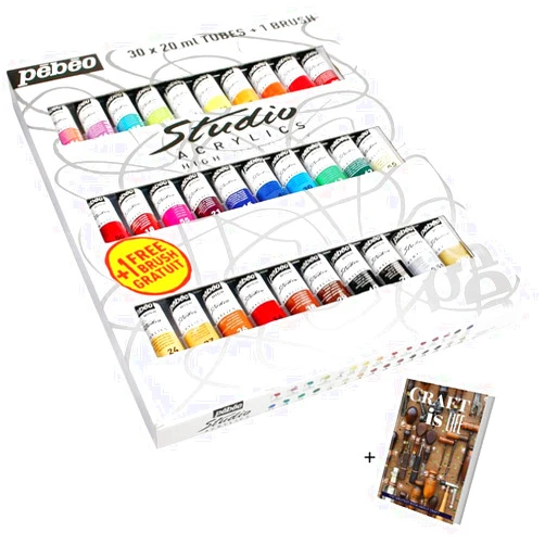 Generic Pebeo High Viscosity Acrylics- 30x20ml Studio Acrylic Paint Set for Painting Canvas, Wall Art Decor, Cosplay Accessories, Paint by Numbers- Acrylic Box Paint Set for Mixed Media & Modern Art, E-book